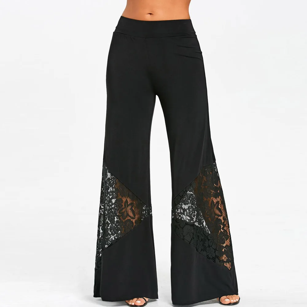Feitong Women Lace Splicing Trousers Fashion Hollow Out Print Casual Pants Elastic Waist Sexy Wide Leg Pants
Feitong Women Lace Splicing Trousers Fashion Hollow Out Print Casual Pants Elastic Waist Sexy Wide Leg Pants