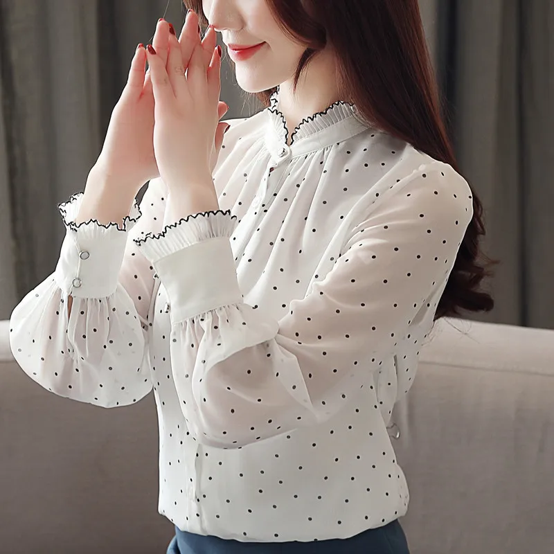2019 Korean Spring Autumn Women Black White Pokla Dot Long Sleeve Chiffon Blouse Top , Womens Patchwork Ruffles Tops And Blouses
2019 Korean Spring Autumn Women Black White Pokla Dot Long Sleeve Chiffon Blouse Top , Womens Patchwork Ruffles Tops And Blouses
