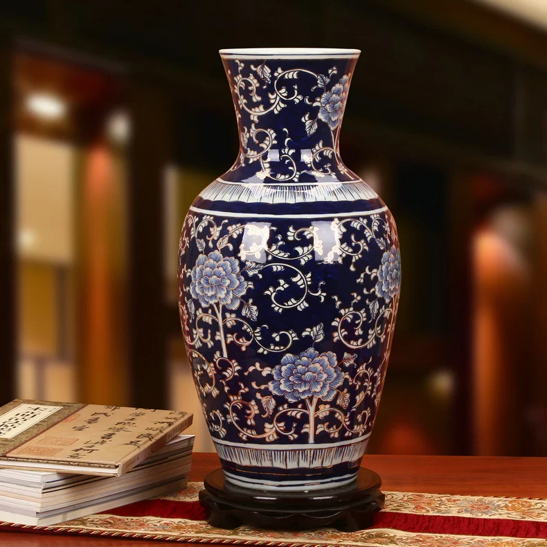 

Jingdezhen Peony of blue and white porcelain vase of Chinese home vase for wedding decoration blue and white ceramic vase flower
