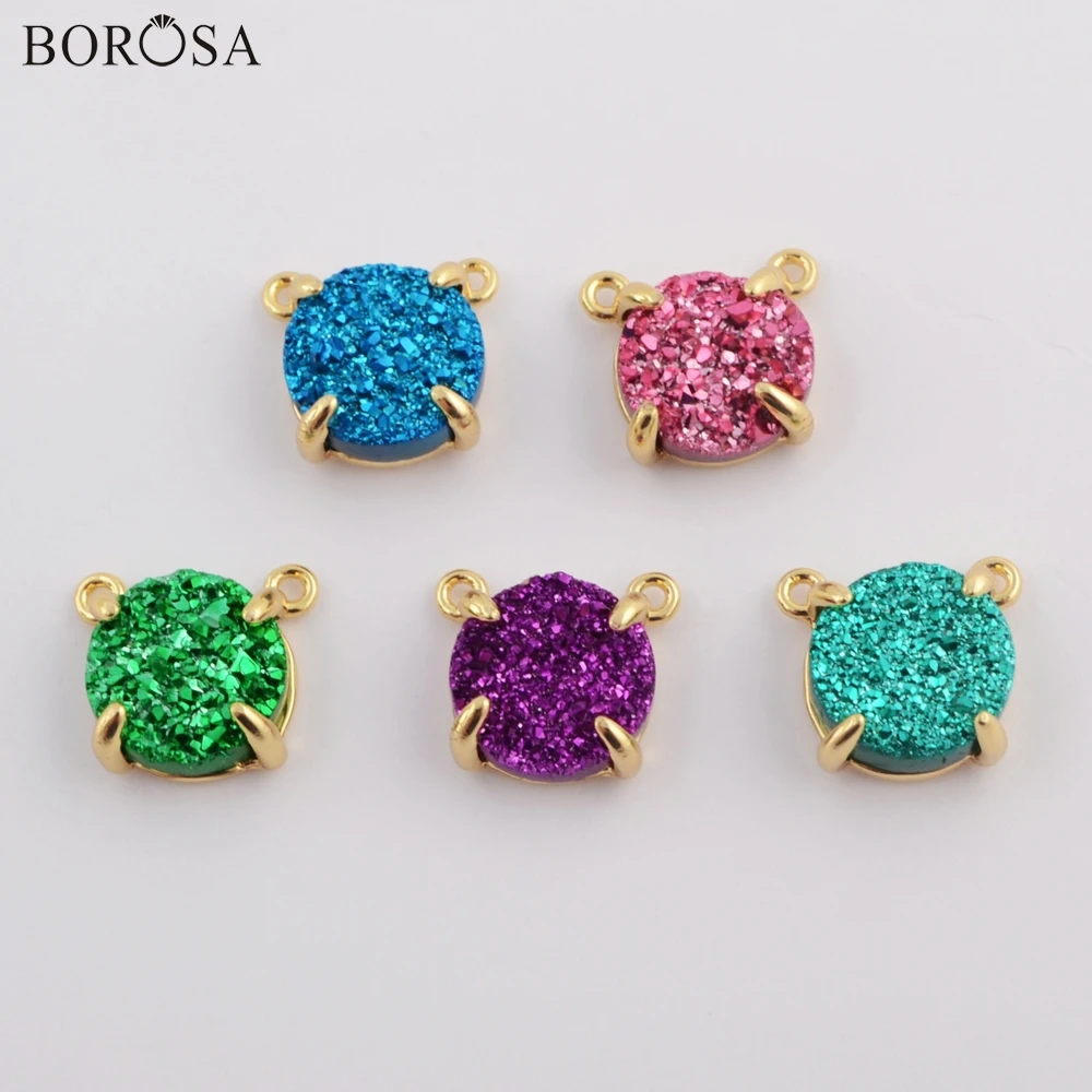 BOROSA Design 10PCS 10mm Round Gold Plated Natural Agates Druzy Titanium Rainbow Drusy Connectors for Necklace Jewelry ZG0413
BOROSA Design 10PCS 10mm Round Gold Plated Natural Agates Druzy Titanium Rainbow Drusy Connectors for Necklace Jewelry ZG0413