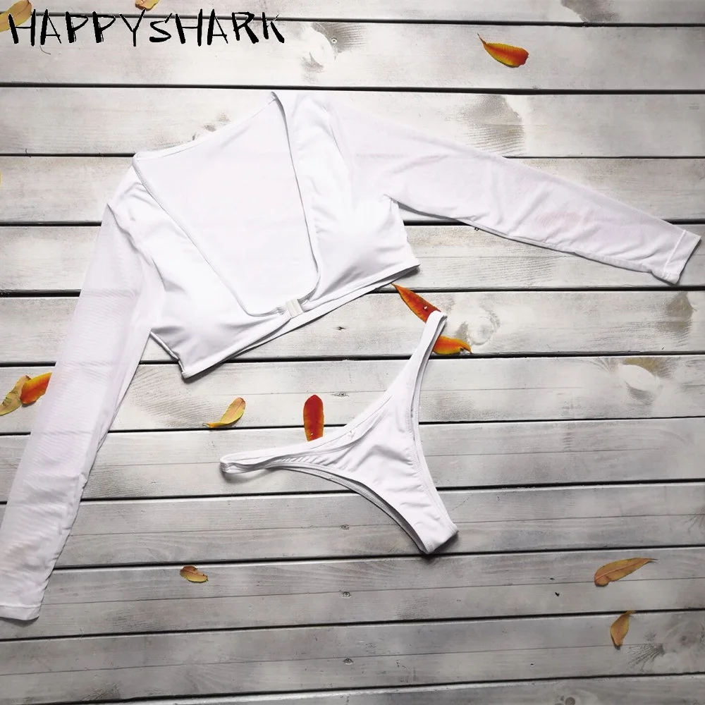 HAPPY SHARK 2019 Women Swimwear Sexy Two Pieces Swimsuit solid color long mesh sleeve sheer sleeve low waist
HAPPY SHARK 2019 Women Swimwear Sexy Two Pieces Swimsuit solid color long mesh sleeve sheer sleeve low waist