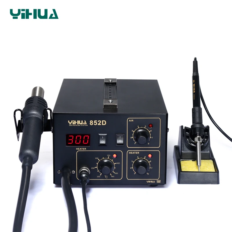 Паяльная станция YIHUA 852D, с мембранным насосом, с горячим воздухом, со светодиодный дисплеем, паяльная станция 2 в 1, тип воздушного насоса
Паяльная станция YIHUA 852D, с мембранным насосом, с горячим воздухом, со светодиодный дисплеем, паяльная станция 2 в 1, тип воздушного насоса