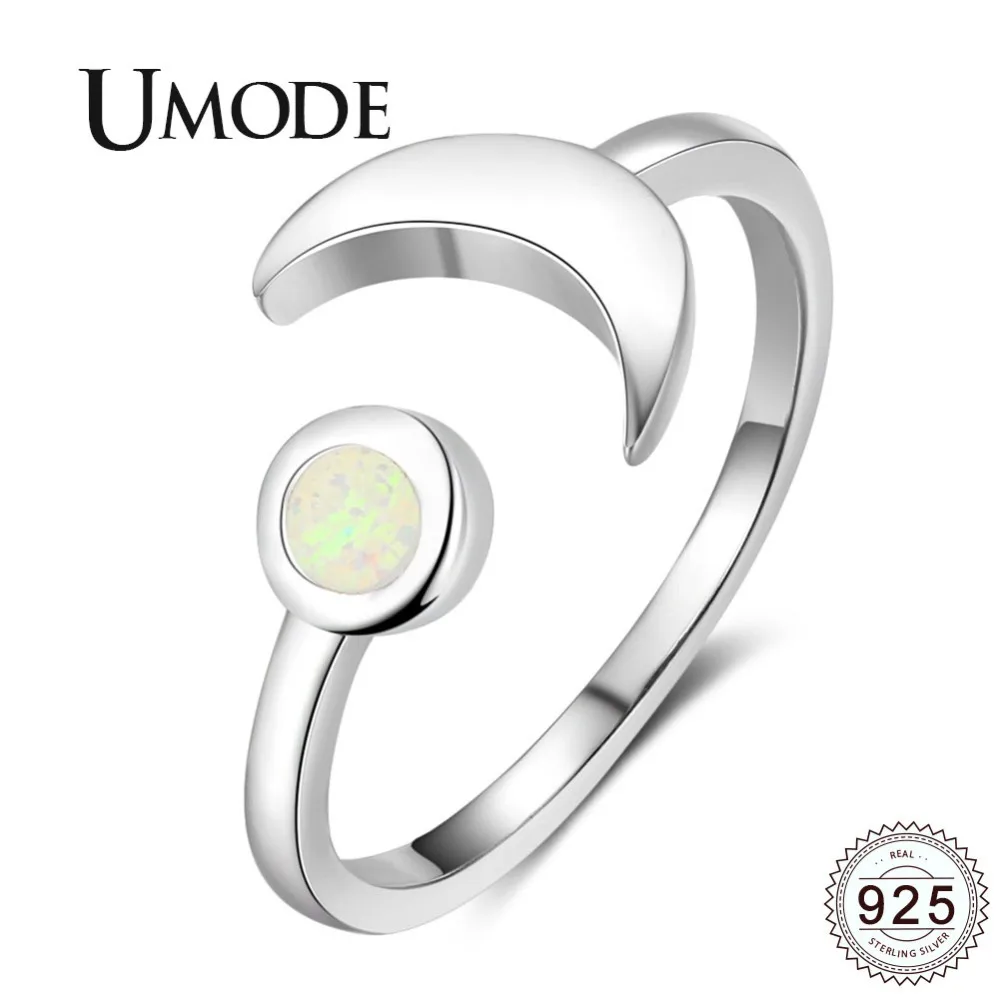 UMODE Trendy Moon 925 Sterling Silver Rings White Natural Round 2mm Opal Adjustable Ring for Women Romantic Fine Jewelry ULR0709
UMODE Trendy Moon 925 Sterling Silver Rings White Natural Round 2mm Opal Adjustable Ring for Women Romantic Fine Jewelry ULR0709