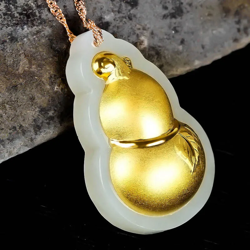 Drop Shipping Gold Jade Lucky Amulet FuLu Pendant Necklace XinJiang Hetian Jade Gourd Pendant For Women Men 24K Gold Jewelry
Drop Shipping Gold Jade Lucky Amulet FuLu Pendant Necklace XinJiang Hetian Jade Gourd Pendant For Women Men 24K Gold Jewelry