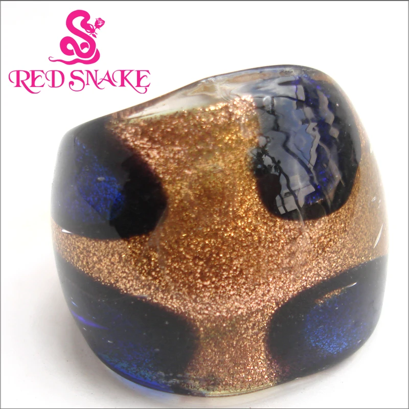 RED SNAKE Fashion Handmade Ring Golden sand bottom color with blue drops Murano Glass Rings
RED SNAKE Fashion Handmade Ring Golden sand bottom color with blue drops Murano Glass Rings