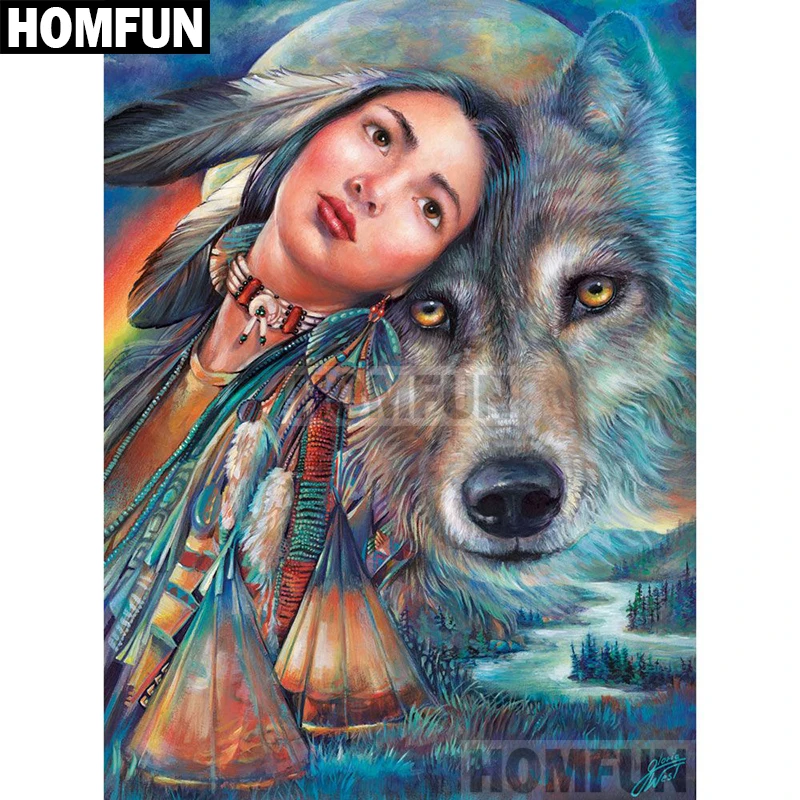 HOMFUN Full Square/Round Drill 5D DIY Diamond Painting "Woman & Wolf" Embroidery Cross Stitch 5D Home Decor Gift A01919
HOMFUN Full Square/Round Drill 5D DIY Diamond Painting "Woman & Wolf" Embroidery Cross Stitch 5D Home Decor Gift A01919