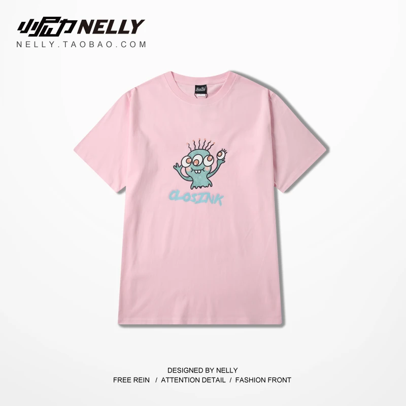 Женская Повседневная футболка с коротким рукавом NELLY хлопковая Спортивная в