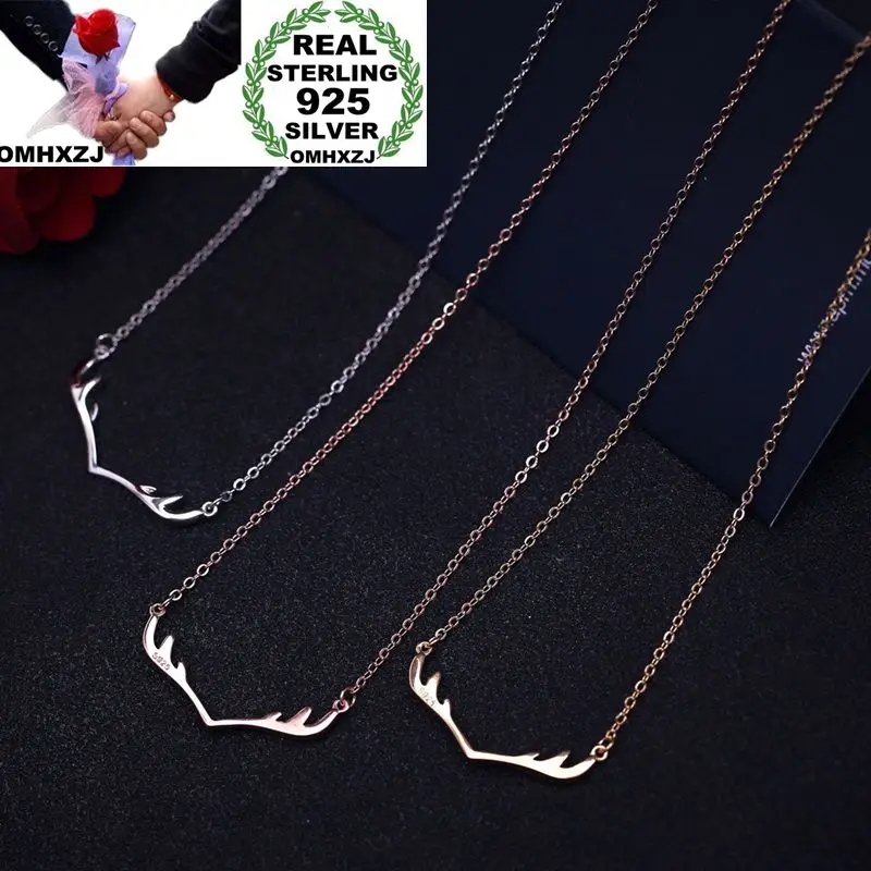 OMHXZJ Wholesale Personality Fashion OL Woman Girl Party Wedding Gift Antler 925 Sterling Silver 18KT Rose Gold Necklace NC28
OMHXZJ Wholesale Personality Fashion OL Woman Girl Party Wedding Gift Antler 925 Sterling Silver 18KT Rose Gold Necklace NC28