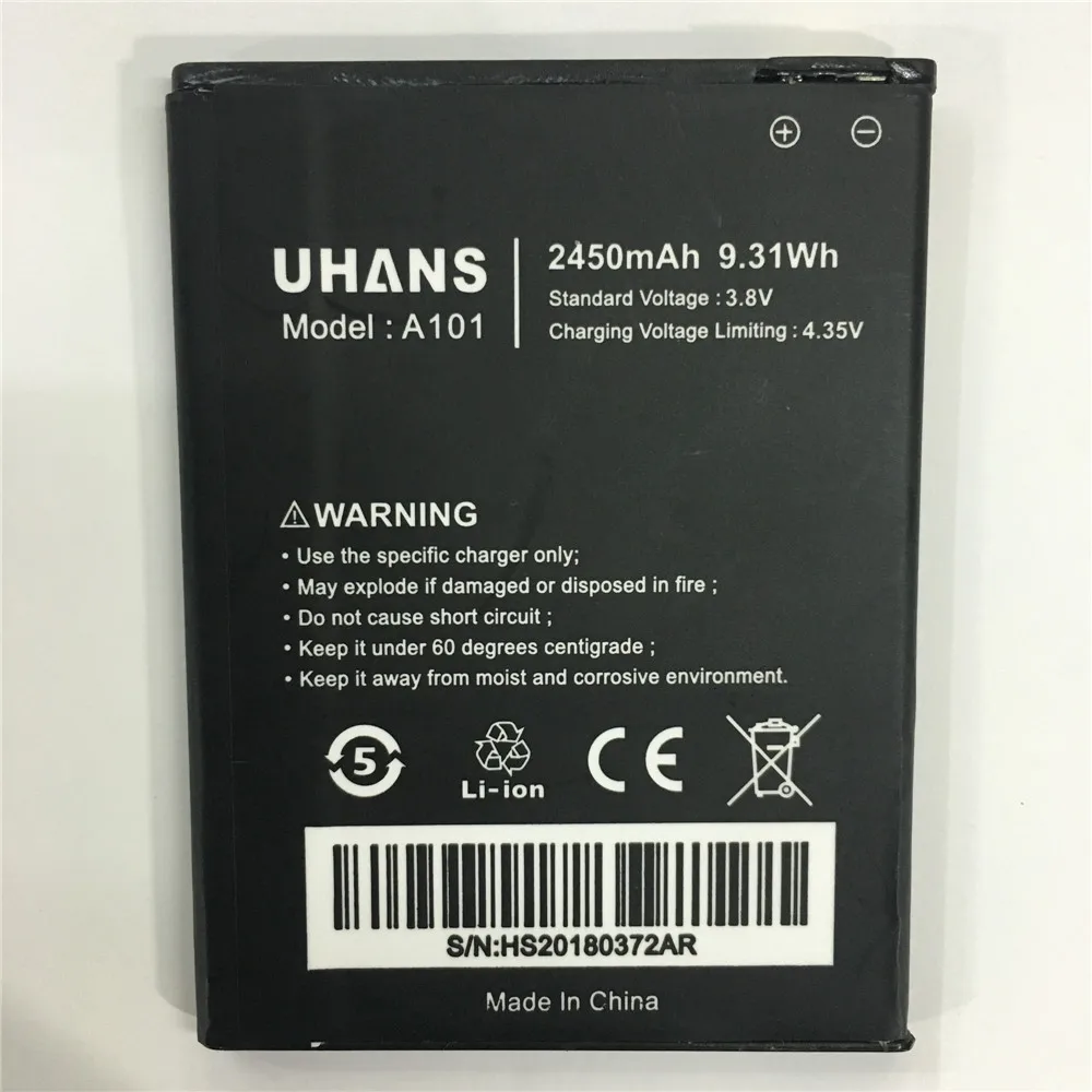 100% оригинал новый для UHANS A101 A101S 2450mAh Мобильный телефон батарея смартфона замена