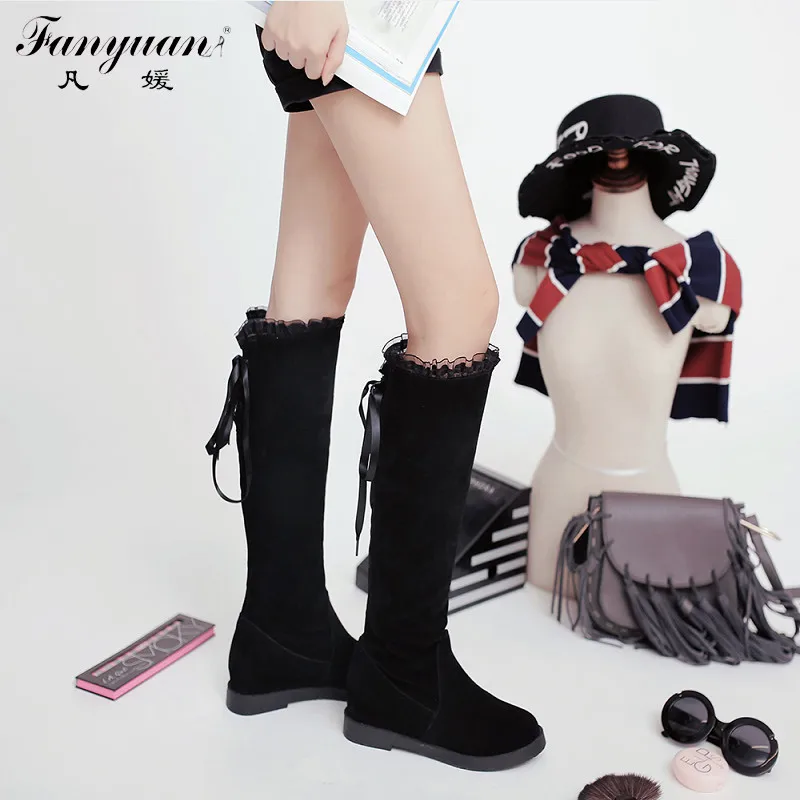 Fanyuan New Women Winter Warm Fashion Shoes Knee-High Height Increasing with Ruffles and Ribbons Decoration Female Boots
Fanyuan New Women Winter Warm Fashion Shoes Knee-High Height Increasing with Ruffles and Ribbons Decoration Female Boots