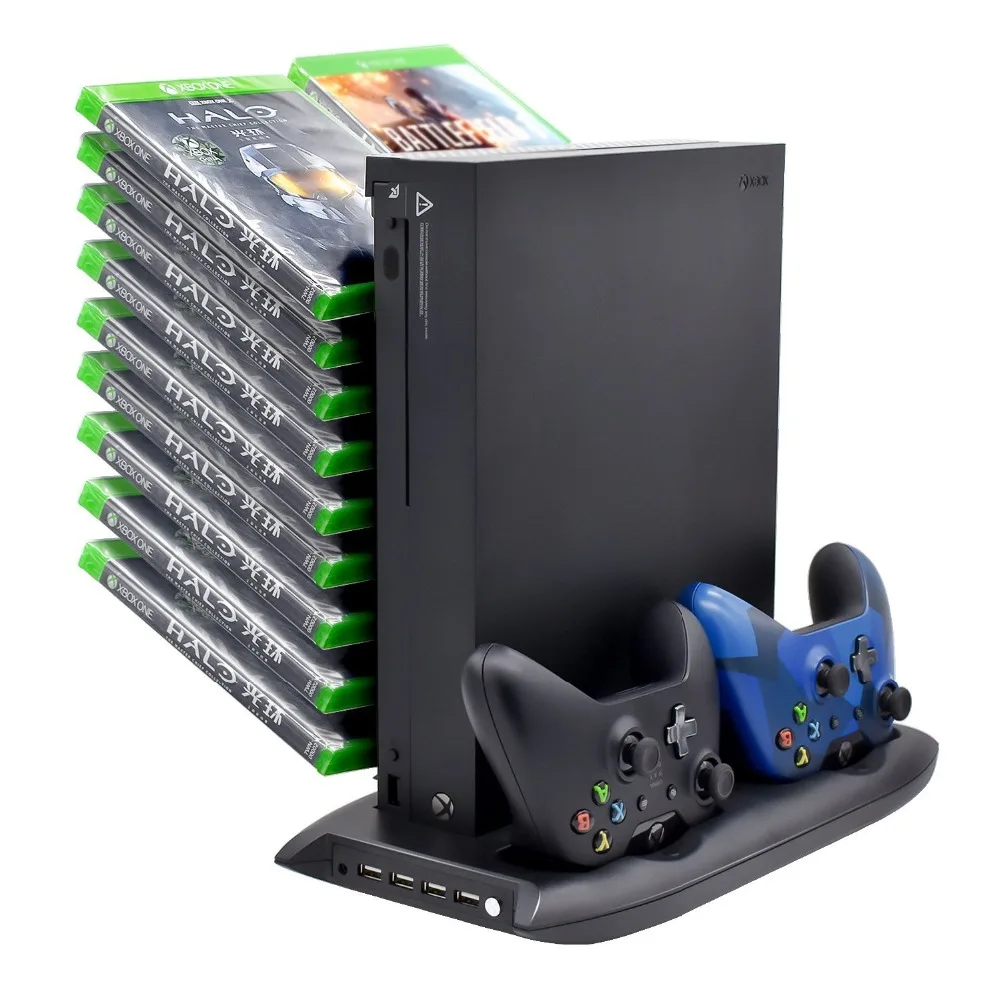 Vertical Stand Cooling Fan for Xbox One X Consolw with 18 Game Discs Storage Tower Mounts Controller Charging Charger Station
Vertical Stand Cooling Fan for Xbox One X Consolw with 18 Game Discs Storage Tower Mounts Controller Charging Charger Station