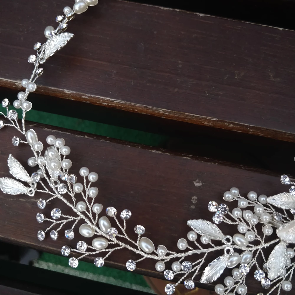 Elegant Pearls Bridal Hair Vine Crown Antique Silver Leaf Wedding headpiece Party Prom Hair Jewelry Brides Headband
Elegant Pearls Bridal Hair Vine Crown Antique Silver Leaf Wedding headpiece Party Prom Hair Jewelry Brides Headband