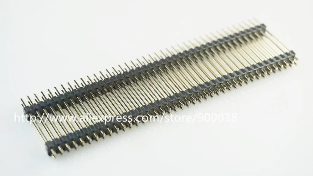 

500pcs 25 mm Height 2x40 P 80 Pin 2.54mm Pin Header male dual row dual plastic base insulator straight through hole gold