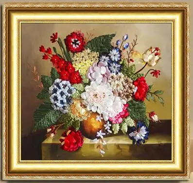 Needlework,DIY Ribbon Cross stitch Set for Embroidery kit,table vase flower floral ribbon Cross-Stitch handwork home wall decor
Needlework,DIY Ribbon Cross stitch Set for Embroidery kit,table vase flower floral ribbon Cross-Stitch handwork home wall decor