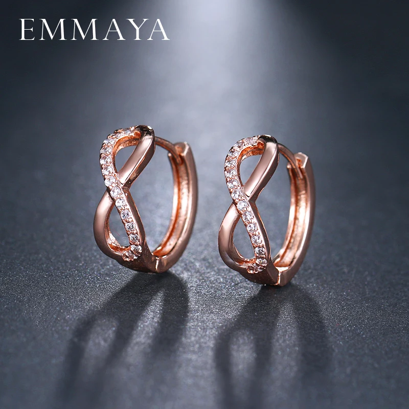 Женские серьги пусеты EMMAYA круглые с фианитом и кристаллами новый дизайн|studs for