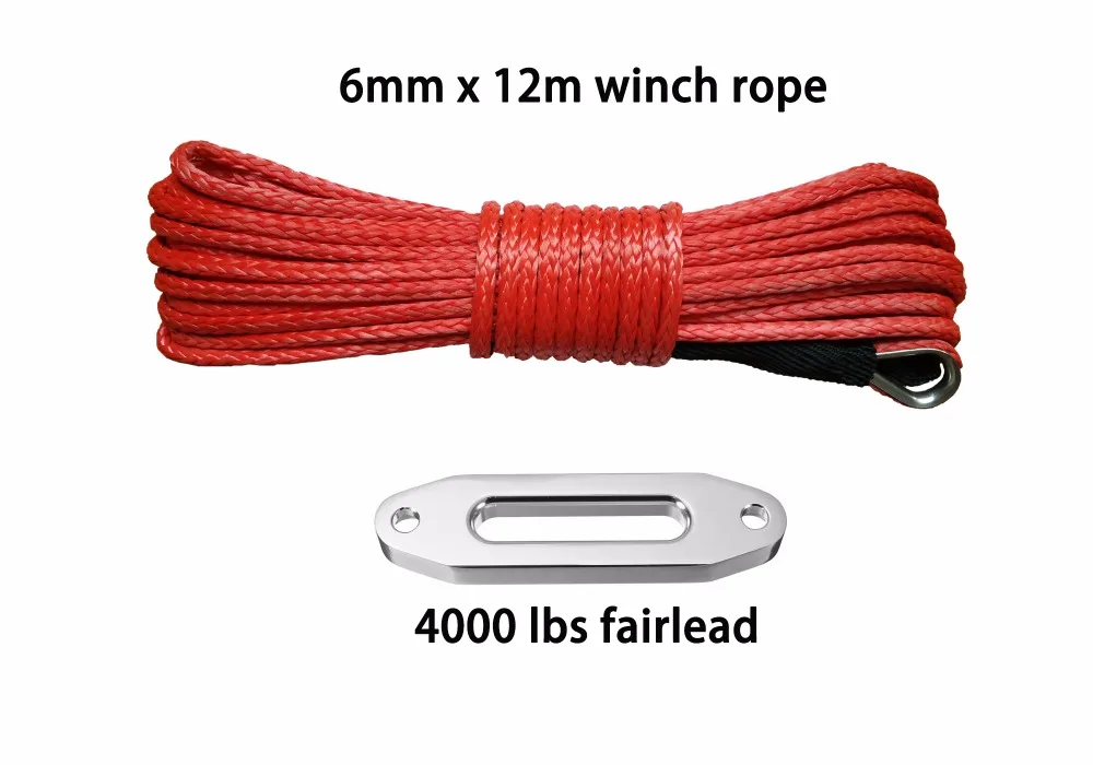Плазменный кабель 6 мм x 12 м синтетическая лебедка fairlead 4000 фунтов веревка uhmwpe с