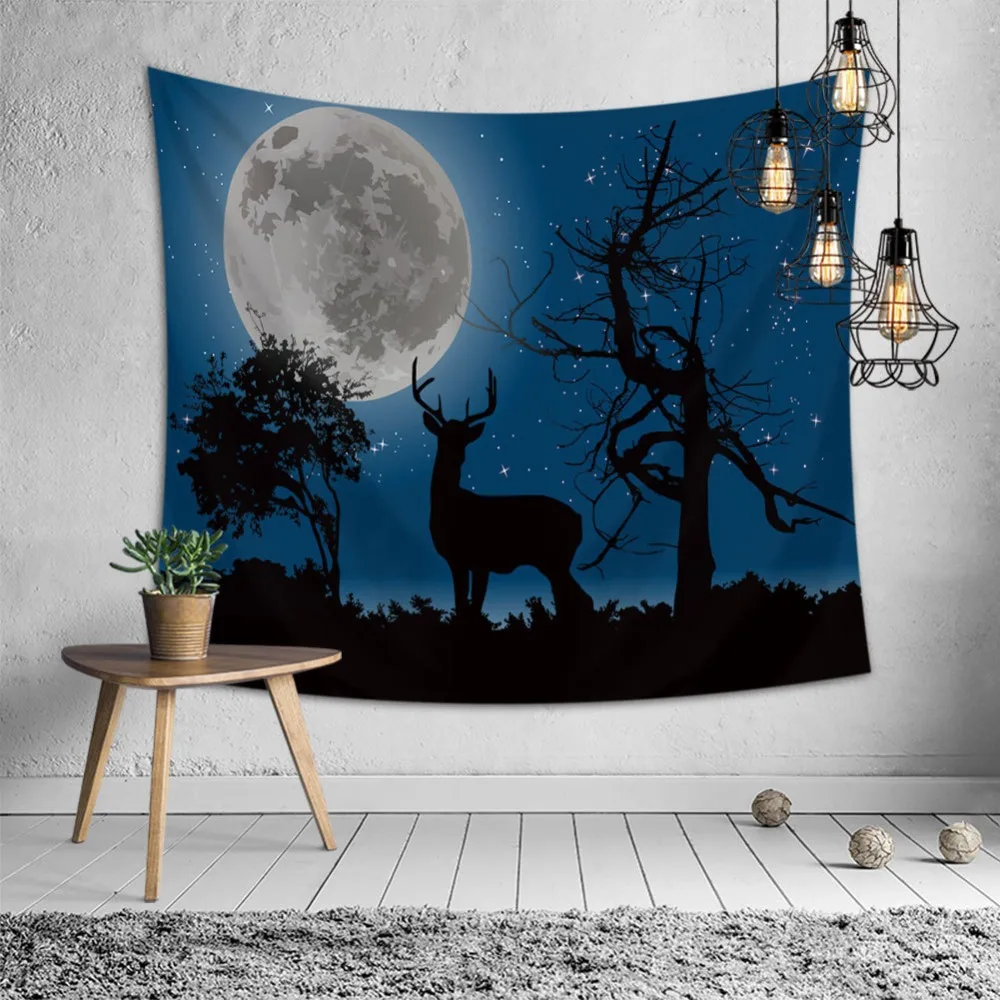 

mylbForest Starry Sky Hanging Wall Tapestry Polyester Fresh Bedspread Outdoor Floor Cover Tablecloth Tree Star Bath Towel