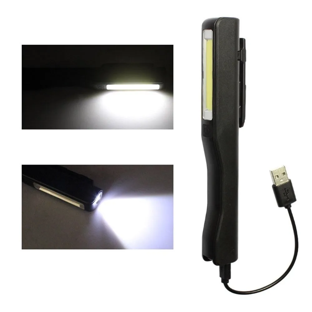 

COB LED Handy Flashlights Torch Lamp USB Rechargeable Magnetic Clip Work Inspection Lights Pen Rotation Mini Lantern Flashlight
