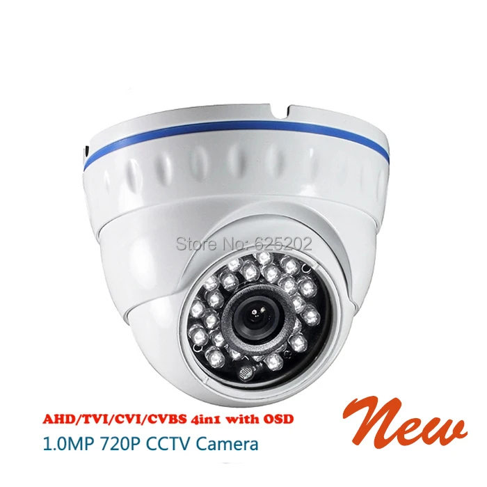 

AHD/TVI/CVI/CVBS 4 in 1 720P 1.0MP 24 IR Dome CCTV Camera with OSD Cable