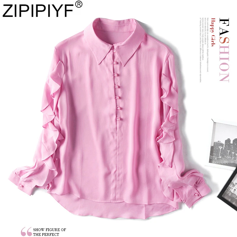 High Quality 2019 New Spring Fashion Casual Turn-down Collar Solid Ruffles Blouse Long Sleeve Slik Women Blouse Tops Q081
High Quality 2019 New Spring Fashion Casual Turn-down Collar Solid Ruffles Blouse Long Sleeve Slik Women Blouse Tops Q081