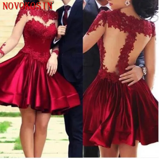 2019 Real Sample Long Sleeves Short Mini Dress Solid Satin Student Graduation Dresses Appliqued See Through Bridesmaid Dress
2019 Real Sample Long Sleeves Short Mini Dress Solid Satin Student Graduation Dresses Appliqued See Through Bridesmaid Dress