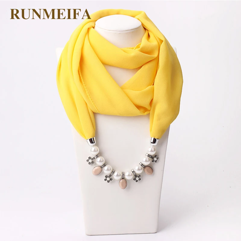 RUNMEIFA New Pendant Scarf Necklace Muslim Necklaces For Women Chiffon Scarves Pendant Jewelry Wrap Pearls Female Accessories
RUNMEIFA New Pendant Scarf Necklace Muslim Necklaces For Women Chiffon Scarves Pendant Jewelry Wrap Pearls Female Accessories