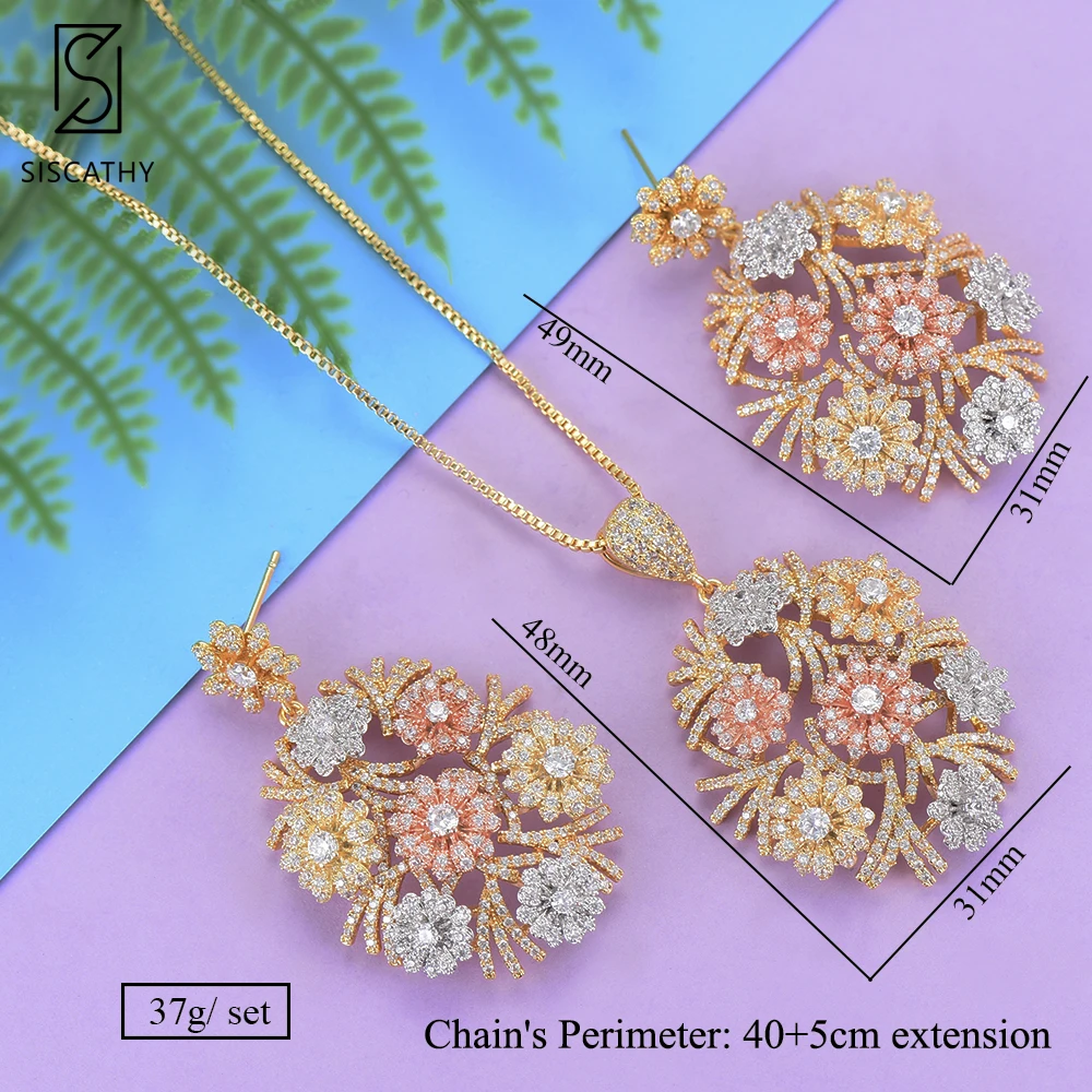 SISCATHY Luxury Jewelry Sets Long Chain Flower Necklace Dangle Earrings Jewelry Sets CZ Jewelry For Women boucle d'oreille
SISCATHY Luxury Jewelry Sets Long Chain Flower Necklace Dangle Earrings Jewelry Sets CZ Jewelry For Women boucle d'oreille
