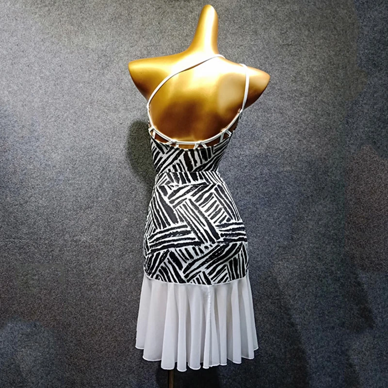 Женская юбка для латиноамериканских танцев черная/синяя неправильной формы