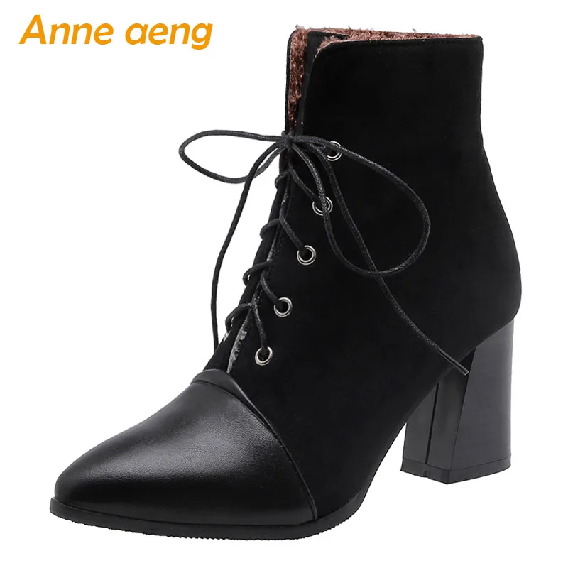 2019 New Winter Women martens Ankle Boots High Square Heel Lace-Up Solid Sexy Ladies Women Shoes Black Warm Boots Big Size 33-46
2019 New Winter Women martens Ankle Boots High Square Heel Lace-Up Solid Sexy Ladies Women Shoes Black Warm Boots Big Size 33-46