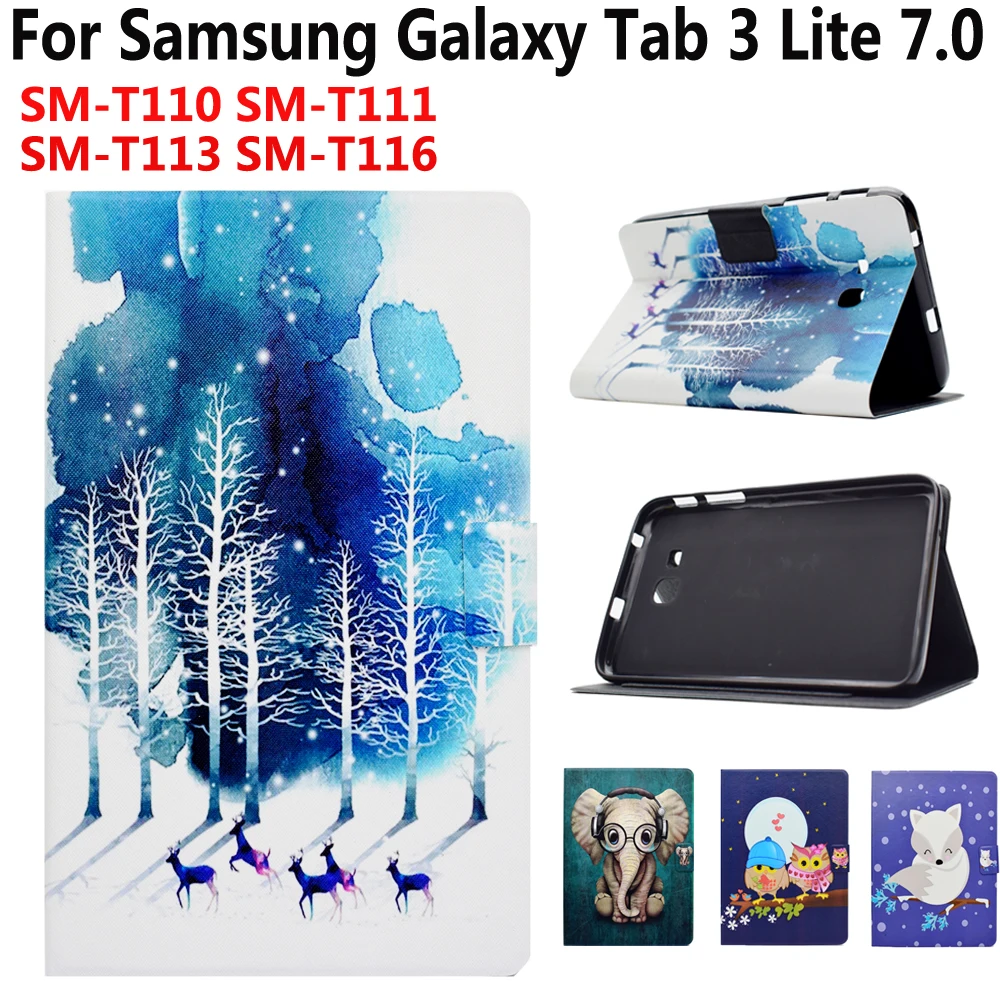 Фиолетовый чехол с рисунком оленя для Samsung Galaxy Tab 3/Tab3 Lite 7 0 дюймов T110 T111 T113 T116