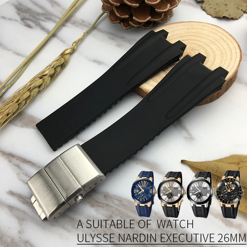 Silicone Rubber Watchband Steel Buckle Sport Strap Special for Ulysse Nardin Executive 243 for Man Watch accessories 26mm
Silicone Rubber Watchband Steel Buckle Sport Strap Special for Ulysse Nardin Executive 243 for Man Watch accessories 26mm