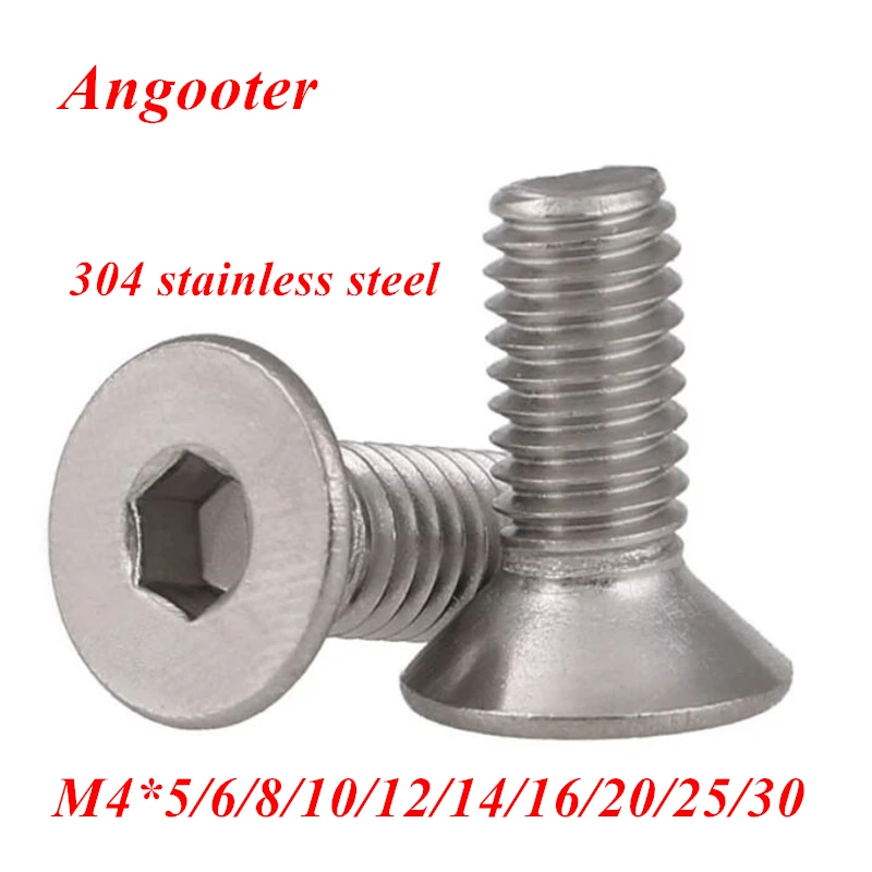 20pcs M4 304 stainless steel A2 Hexagon Hex socket head flat countersunk Allen Bolt screw M4*5/6/8/10/12/14/16/20/25/30/35mm
20pcs M4 304 stainless steel A2 Hexagon Hex socket head flat countersunk Allen Bolt screw M4*5/6/8/10/12/14/16/20/25/30/35mm