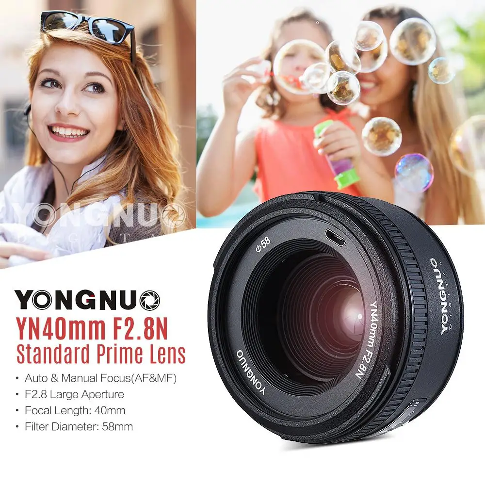 YONGNUO YN40mm F2.8N AF объектив MF широкоугольный с автофокусом для Nikon D500 D7100 D7000 DSLR