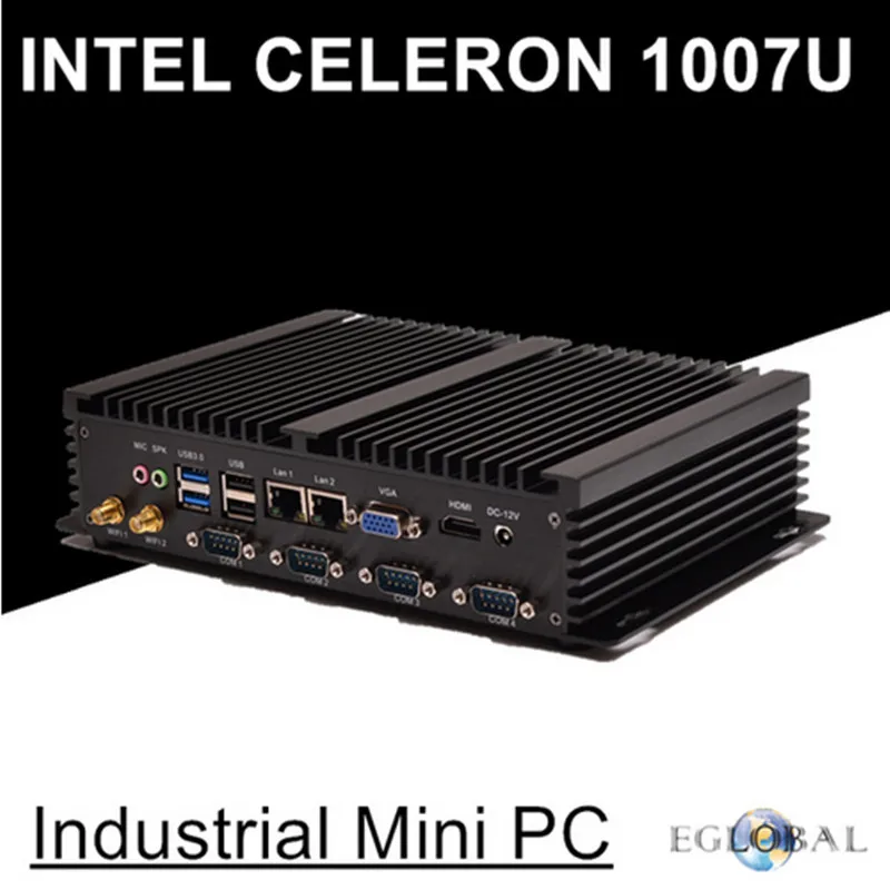 Eglobal 2017 промышленный мини-ПК без вентилятора с Intel Celeron 1007U 1 5 ГГц 2 * Lan 4 COM USB 3 0 |