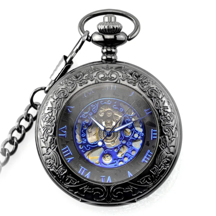Blue Clock Skeleton Watch Automatic Mechanical Pocket Watch Men Vintage Hand Wind Clock Necklace Pocket & Fob Watches With Chain
Blue Clock Skeleton Watch Automatic Mechanical Pocket Watch Men Vintage Hand Wind Clock Necklace Pocket & Fob Watches With Chain