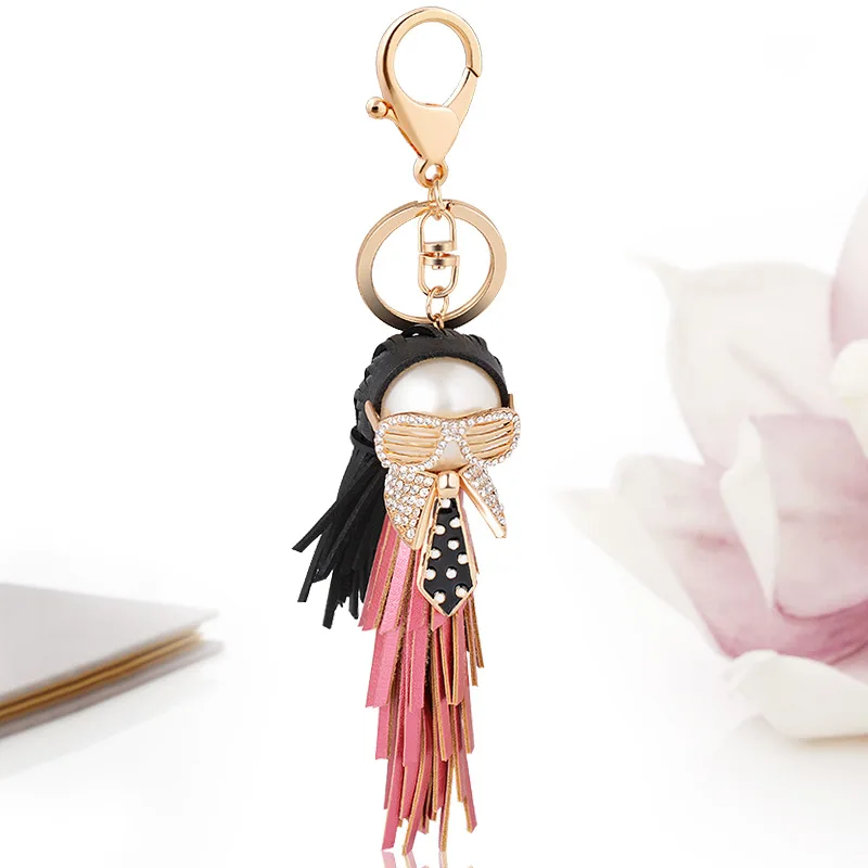 2016 GUVIVI Gold PU Leather Tassel Monster Keychain car Key Chain Cars Ring Women Handbag Bag Accessories | Украшения и