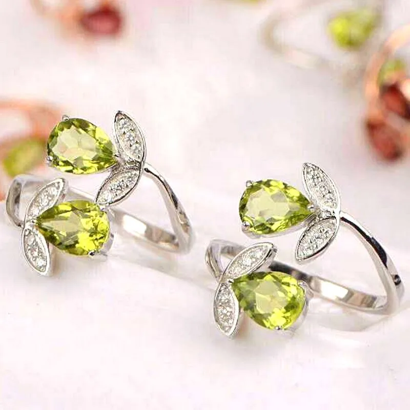 Кольцо из серебра 100% пробы с натуральным Перидотом 4 Х6 мм|fine jewelry|gemstone jewelryjewelry rings |