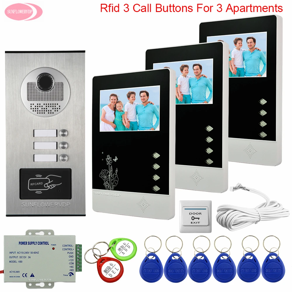 4.3inchs Video Intercom 3 Monitors Video Intercom With Electric Lock Access Control Video Door Entry System For Home Door Camera
4.3inchs Video Intercom 3 Monitors Video Intercom With Electric Lock Access Control Video Door Entry System For Home Door Camera