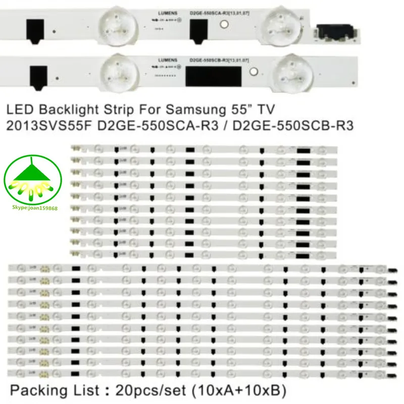 (Новый комплект) 20 шт./компл. светодиодная подсветка полоса D2GE-550SCB-R3 D2GE-550SCA-R3 для samsung UA55F6400AJ 2013SVS55F R 7 L 11 25312A 25313A
(Новый комплект) 20 шт./компл. светодиодная подсветка полоса D2GE-550SCB-R3 D2GE-550SCA-R3 для samsung UA55F6400AJ 2013SVS55F R 7 L 11 25312A 25313A