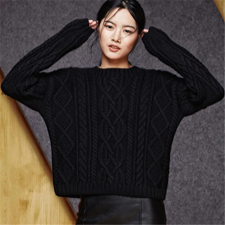 100%hand made pure wool Oneck twisted knit women streetwear solid loose short pullover sweater one&over size
100%hand made pure wool Oneck twisted knit women streetwear solid loose short pullover sweater one&over size