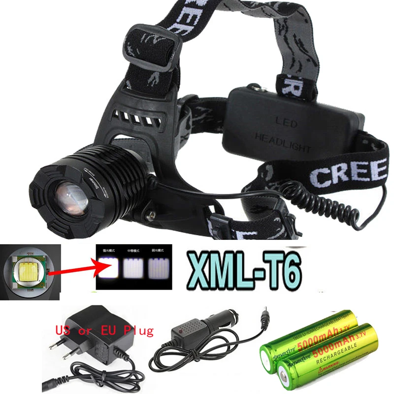 Waterproof Headlamp XML T6 2000LM 3 Mode LED Headlight Led Hunting Spotlight Lamp Head Light+5800MAH 18650+AC/Car Charger
Waterproof Headlamp XML T6 2000LM 3 Mode LED Headlight Led Hunting Spotlight Lamp Head Light+5800MAH 18650+AC/Car Charger