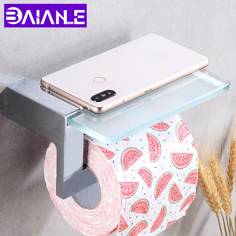 Brass Toilet Paper Holder with Shelf Creative Glass Bathroom Roll Paper Holder WC Tissue Paper Towel Holder Rack Wall Mounted
Brass Toilet Paper Holder with Shelf Creative Glass Bathroom Roll Paper Holder WC Tissue Paper Towel Holder Rack Wall Mounted