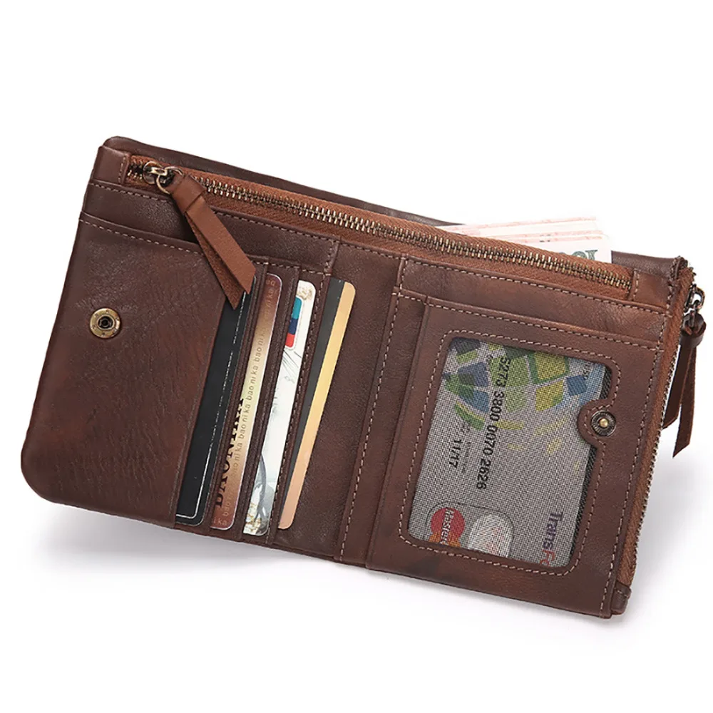 Men Genuine Leather Bifold Wallet Real First Layer Cowhide Short Purse Zipper Pocket ID/Credit Card Holder Vintage Money Wallets
Men Genuine Leather Bifold Wallet Real First Layer Cowhide Short Purse Zipper Pocket ID/Credit Card Holder Vintage Money Wallets