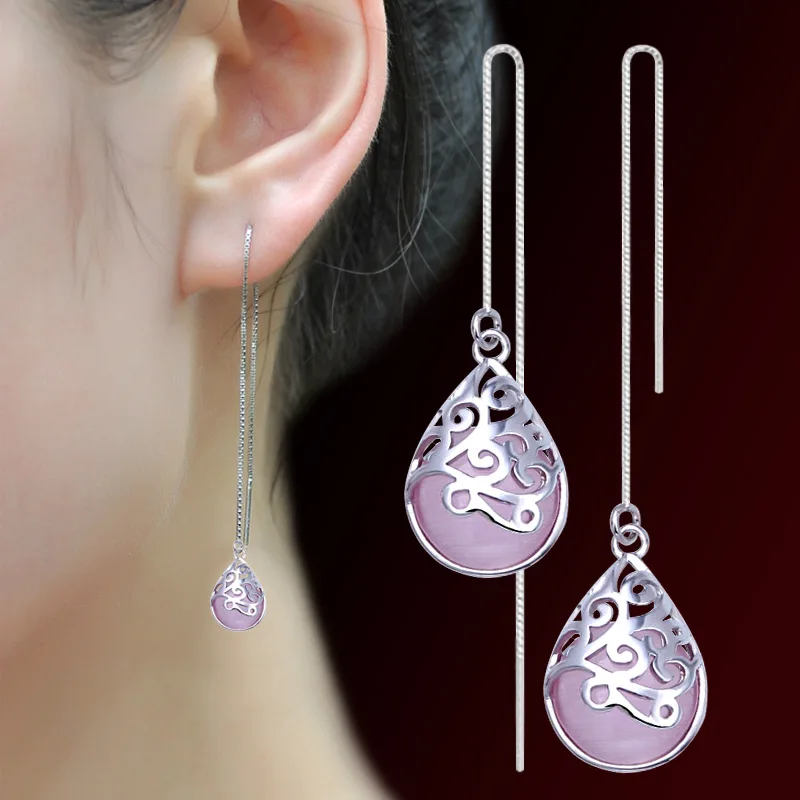 Fanqieliu Hollow Out Heart Long Dangle Earrings Woman Ear Line 925 Sterling Silver Moonlight Opal Drop Earrings Female Gifts
Fanqieliu Hollow Out Heart Long Dangle Earrings Woman Ear Line 925 Sterling Silver Moonlight Opal Drop Earrings Female Gifts