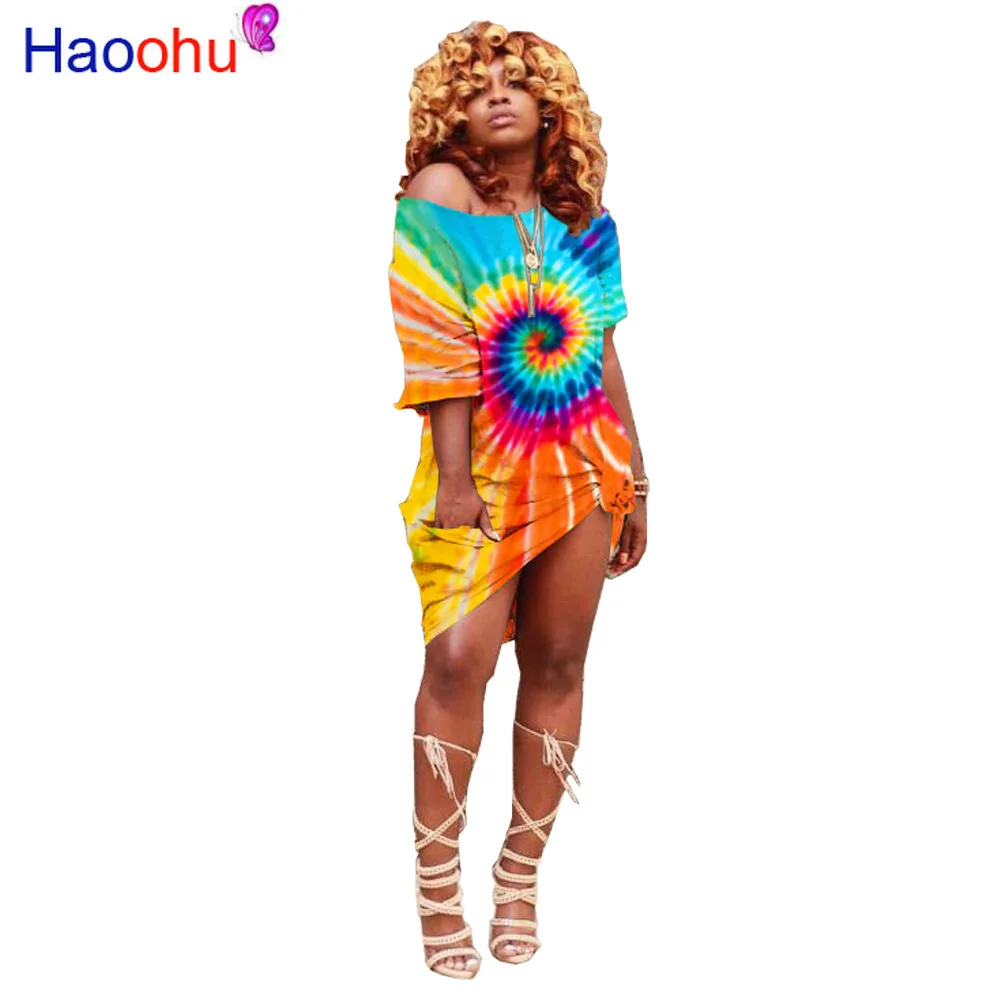 HAOOHU Sexy Plus Size Rainbow Tie Dye Dress Off Shoulder Womens Clothing Summer Robe Pocket Loose Dress Party Club Mini Dresses
HAOOHU Sexy Plus Size Rainbow Tie Dye Dress Off Shoulder Womens Clothing Summer Robe Pocket Loose Dress Party Club Mini Dresses