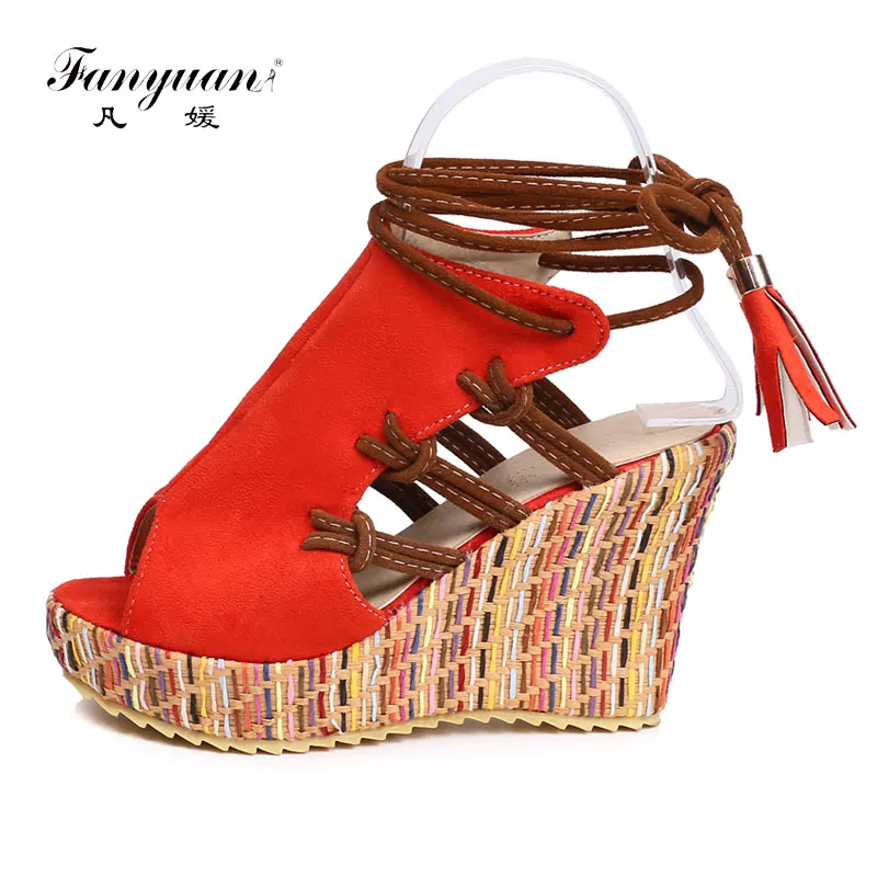 Fanyuan womens Wedge Platform Sandals high Heels Cross-tied Ankle-Wrap Sandals Summer Peep toe girls Beach Bohemian style shoes
Fanyuan womens Wedge Platform Sandals high Heels Cross-tied Ankle-Wrap Sandals Summer Peep toe girls Beach Bohemian style shoes