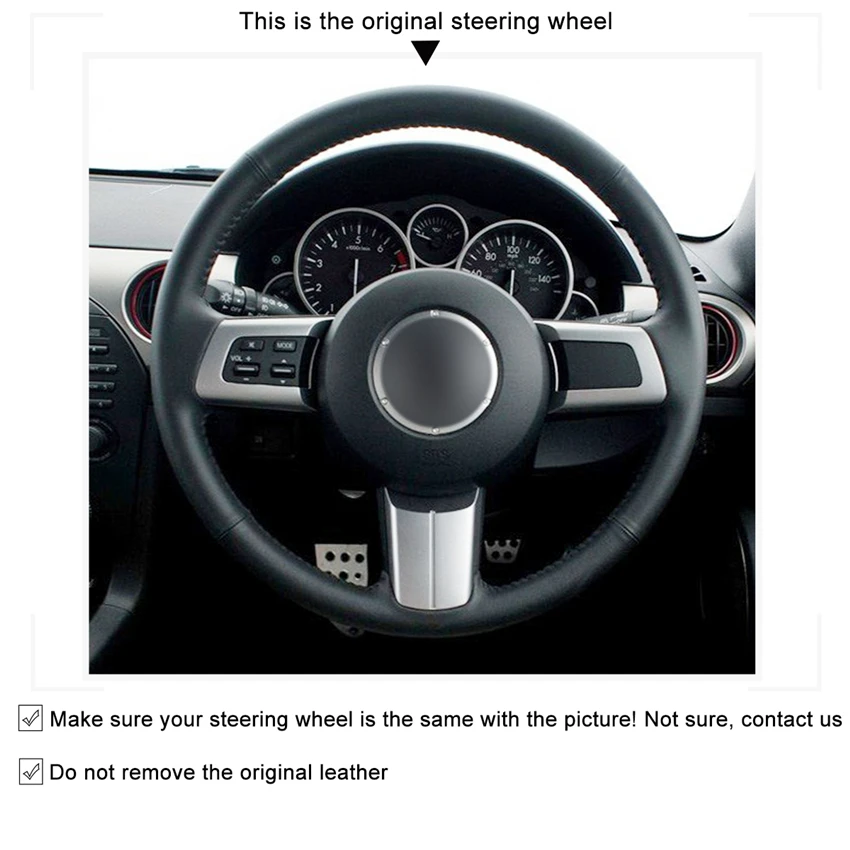 MEWANT черный чехол рулевого колеса автомобиля из искусственной кожи для Mazda MX-5 Miata
