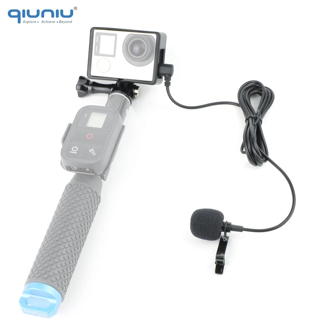 Внешний микрофон QIUNIU 2 м со стандартной рамкой защитный чехол накладка для GoPro Hero 3