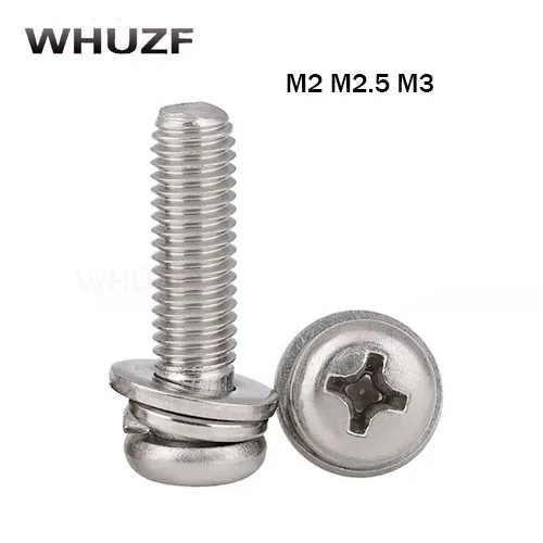 Metric thread M2,M2.5,M3 304 stainless steel Phillips Pan Head Three Combination Screw Three sem screws with washer
Metric thread M2,M2.5,M3 304 stainless steel Phillips Pan Head Three Combination Screw Three sem screws with washer