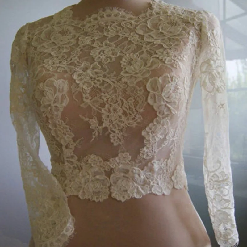 New Long Sleeves Sheer Bridal Wedding Bolero Jacket Shawl White/Ivory Lace Applique Button Back Custom Size Jackets
New Long Sleeves Sheer Bridal Wedding Bolero Jacket Shawl White/Ivory Lace Applique Button Back Custom Size Jackets